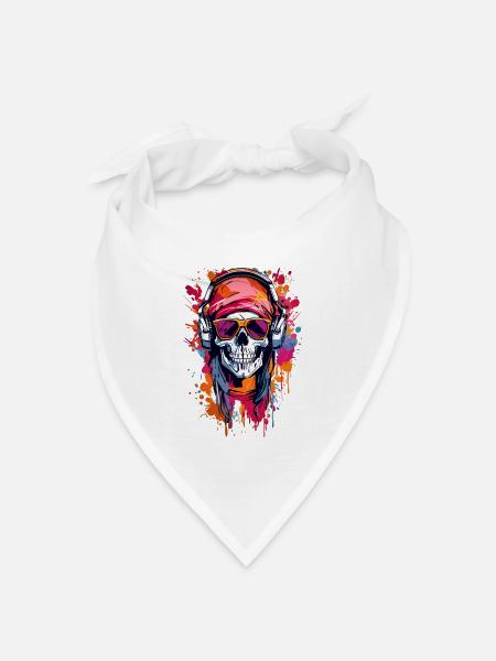 Coole Totenkopf - Bandana Dreieckstuch - Weiß