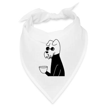 Hund mit Tasse - Bandana Dreieckstuch - Weiß - Vorne