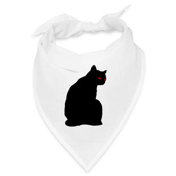 Schwarze Katze - Bandana Dreieckstuch - Weiß - Vorne