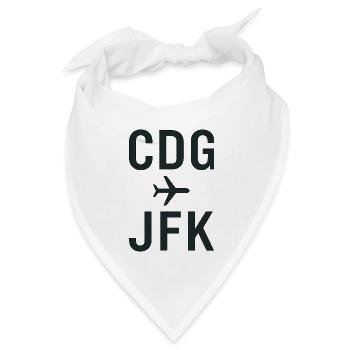 CDG ✈ JFK – Paris, New York - Bandana Dreieckstuch - Weiß - Vorne