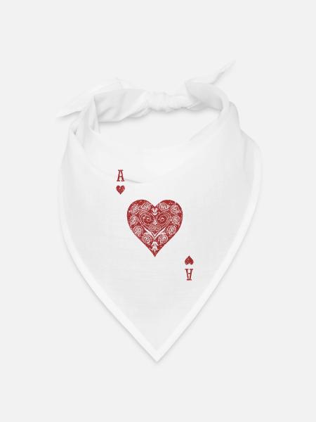 Herz-Ass ❤️ - Bandana Dreieckstuch - Weiß