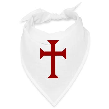 Rotes Templerkreuz - Bandana Dreieckstuch - Weiß - Vorne
