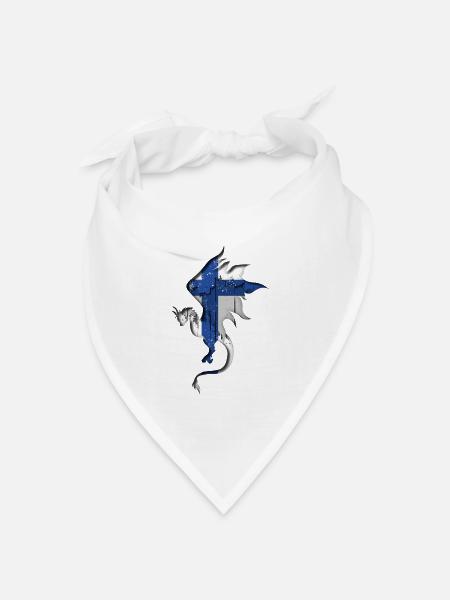 Flagge von Finnland - Finnland - Drachensilhouette - Bandana Dreieckstuch - Weiß