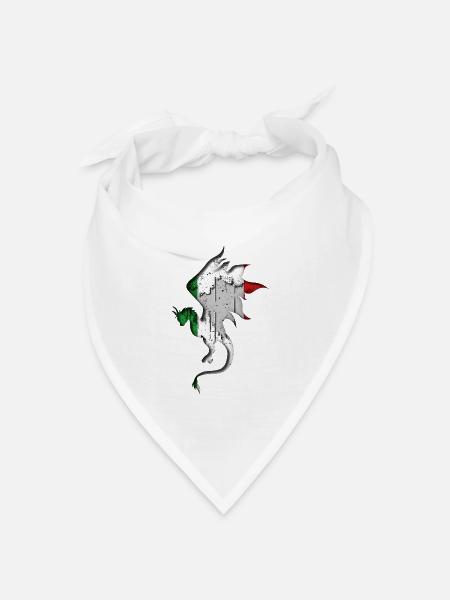 Flagge von Italien - Italien - Drachensilhouette - Bandana Dreieckstuch - Weiß