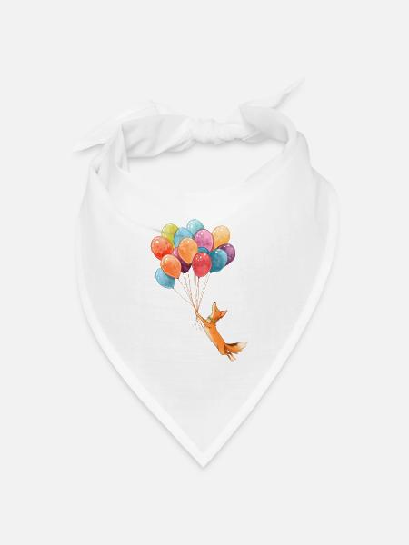 Fliegender Fuchs mit bunten Ballons - Bandana Dreieckstuch - Weiß
