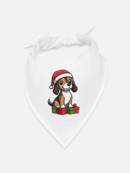 Beagle Hund Weihnachten Geschenke - Bandana Dreieckstuch - Weiß