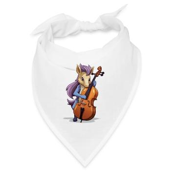 Unicorn Cellospielerin - Bandana Dreieckstuch - Weiß - Vorne