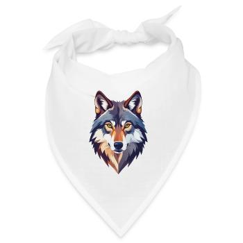 Wolf Kopf Motiv stolzer Wolfskopf Illustration - Bandana Dreieckstuch - Weiß - Vorne