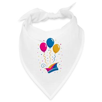 Karneval mit Narrenkappe und bunten Ballons - Bandana Dreieckstuch - Weiß - Vorne