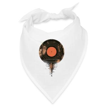 Retro Vinyl Schmelzende Schallplatte - Bandana Dreieckstuch - Weiß - Vorne