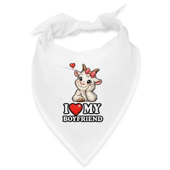 Süße Ziege I Love My Boyfriend Comic Grafik - Bandana Dreieckstuch - Weiß - Vorne