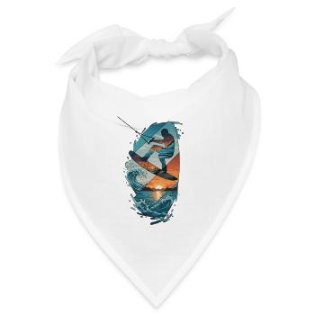 Sunset Waves Kiteboard-Porträt - Bandana Dreieckstuch - Weiß - Vorne