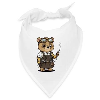 Bärenmechaniker Steampunk-Roboterarm - Bandana Dreieckstuch - Weiß - Vorne