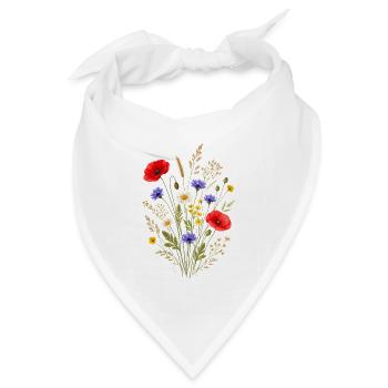 Bunter Wildblumenstrauß Natur Floral Design - Bandana Dreieckstuch - Weiß - Vorne