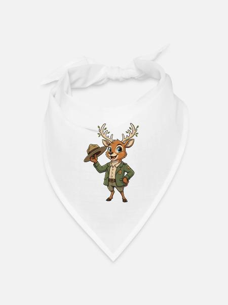 Waldpfad Ranger Reh - Bandana Dreieckstuch - Weiß