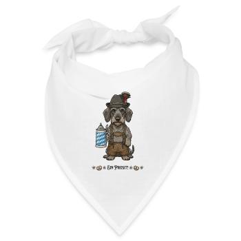 Dackel Trachtenhund Bierkrug Bayerische Tradition - Bandana Dreieckstuch - Weiß - Vorne