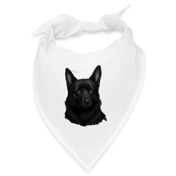 Schwarzer Schäferhund Kopf Portrait - Bandana Dreieckstuch - Weiß - Vorne