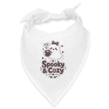 Spooky & Cozy Geist mit Kaffee - Bandana Dreieckstuch - Weiß - Vorne