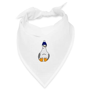 Möwe mit Mütze - Vogel Meer Ostsee - Bandana Dreieckstuch - Weiß - Vorne