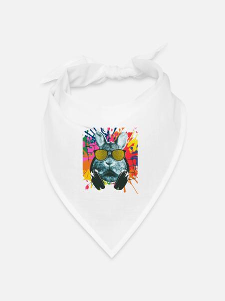 Cool Rabit Sunglasses süßer Hase rabbit - Bandana Dreieckstuch - Weiß