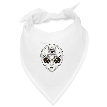 Illuminati Alien T-Shirt - All sehendes Auge - Bandana Dreieckstuch - Weiß - Vorne