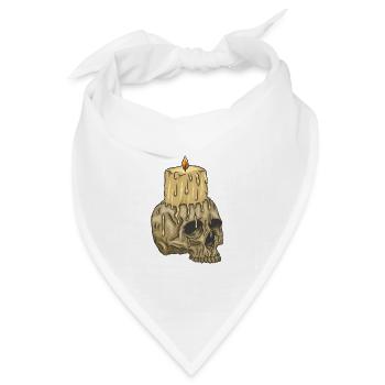 Totenkopf Kerze - Bandana Dreieckstuch - Weiß - Vorne
