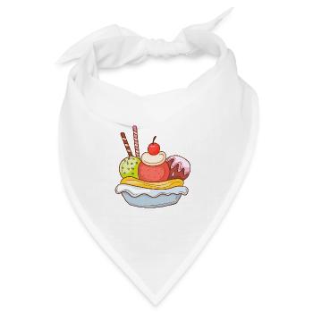 Eis Speiseeis Eiskrem Eiscreme Kugeleis Eisbecher - Bandana Dreieckstuch - Weiß - Vorne