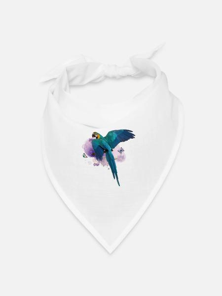 Blauer und gelber Ara - Bandana Dreieckstuch - Weiß