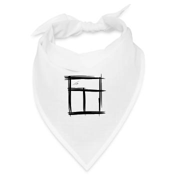 Fenster, handgezeichnet, Bleistiftzeichnung - Bandana Dreieckstuch - Weiß - Vorne