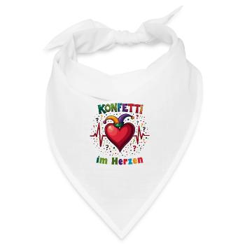 Karneval Herzschlag - Konfetti - Bandana Dreieckstuch - Weiß - Vorne
