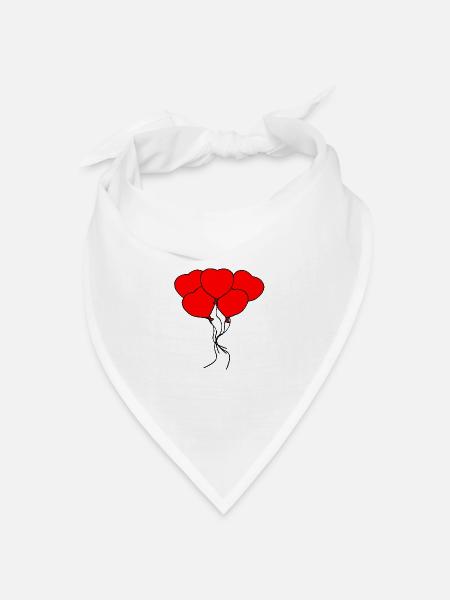 Herz Luftballons - Bandana Dreieckstuch - Weiß