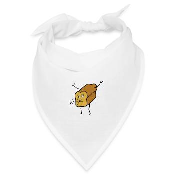 Tanzendes Toastbrot Brot lustig Comic - Bandana Dreieckstuch - Weiß - Vorne