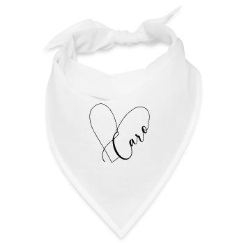 Caro Name Herzlinie - Bandana Dreieckstuch - Weiß - Vorne