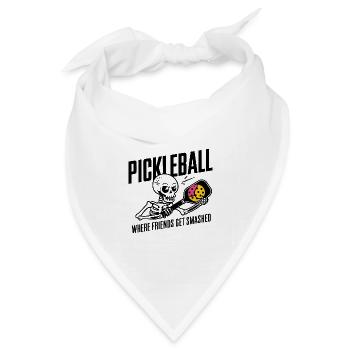 Pickleball, wo Freunde zerschmettert werden Cooles Skelett - Bandana Dreieckstuch - Weiß - Vorne