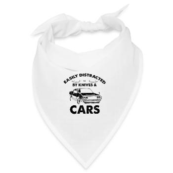 Messersammler Auto Oldtimer Messerfan Design - Bandana Dreieckstuch - Weiß - Vorne