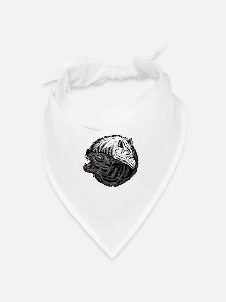 Ying-Yang-Wolf - Bandana Dreieckstuch - Weiß