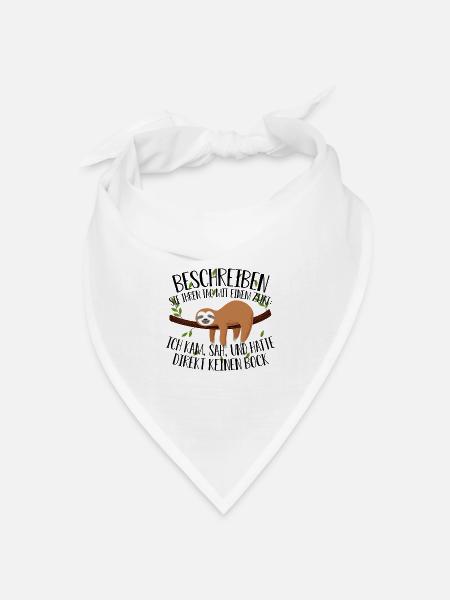 Lustiger Faultier Spruch Couch Sofa kein Bock Funn - Bandana Dreieckstuch - Weiß