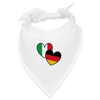 Italien Deutschland Herzen - Bandana Dreieckstuch - Weiß - Vorne