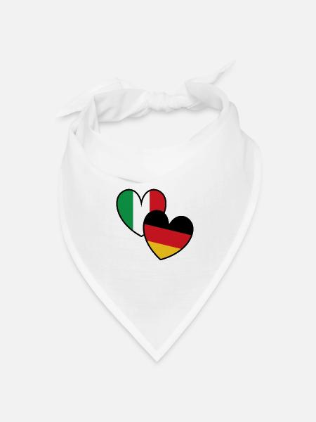 Italien Deutschland Herzen - Bandana Dreieckstuch - Weiß
