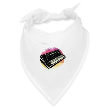 Synthesizer Analog Modular Vintage Retrowave - Bandana Dreieckstuch - Weiß - Vorne