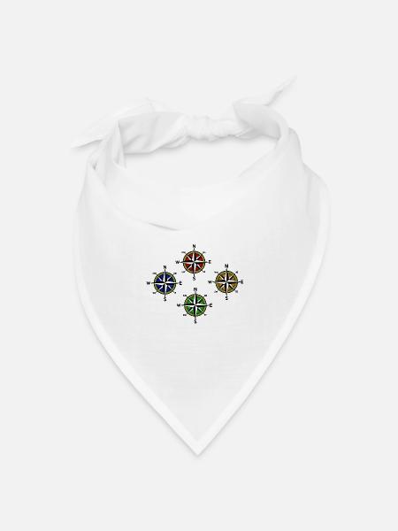 Windrose Nautik Kompass Seefahrt Kapitän - Bandana Dreieckstuch - Weiß
