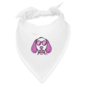 Ein lustiger Hund mit roter rose Brille Hunde - Bandana Dreieckstuch - Weiß - Vorne