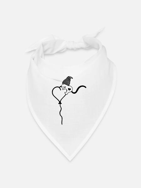 Maus Mäuschen auf Herz Luftballon - Bandana Dreieckstuch - Weiß