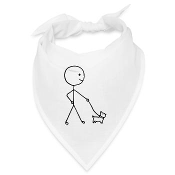 Funny Stickman walking with a Dog - Bandana Dreieckstuch - Weiß - Vorne