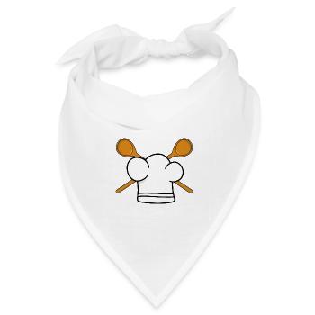 Koch Kochmütze Kochlöffel Restaurant kochen - Bandana Dreieckstuch - Weiß - Vorne