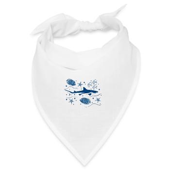 Hai in der Tiefsee * Classic Blue - Bandana Dreieckstuch - Weiß - Vorne