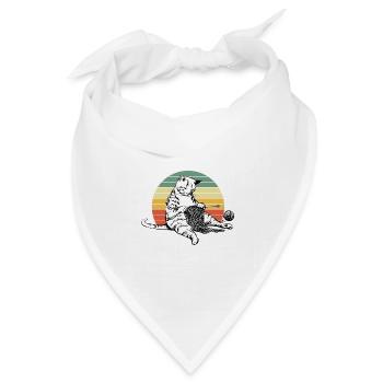 Niedliche Katze strickt Schlafanzug Nachthemd - Bandana Dreieckstuch - Weiß - Vorne