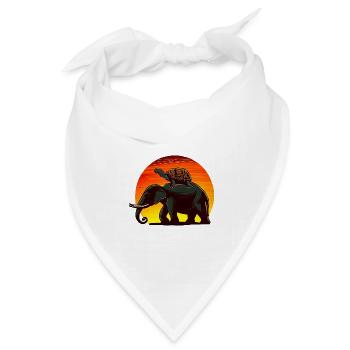 Elefant Schildkröte Sunset Design - Bandana Dreieckstuch - Weiß - Vorne