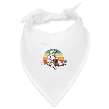 Niedliche Katze Schlafanzug Oberteil Stricken - Bandana Dreieckstuch - Weiß - Vorne