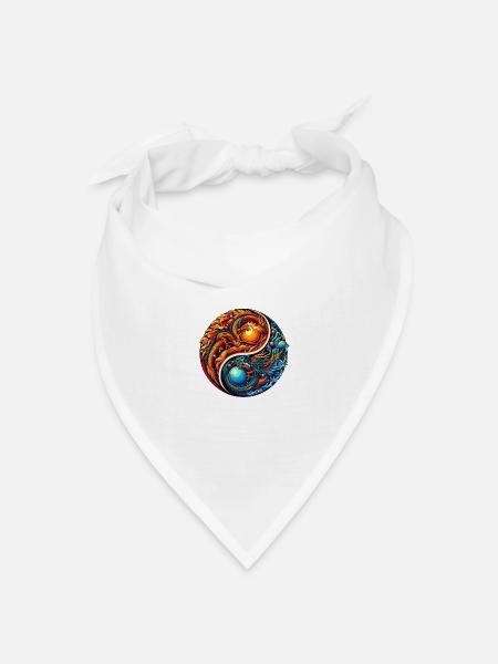 Yin Yang Drachen Kunstwerk - Bandana Dreieckstuch - Weiß